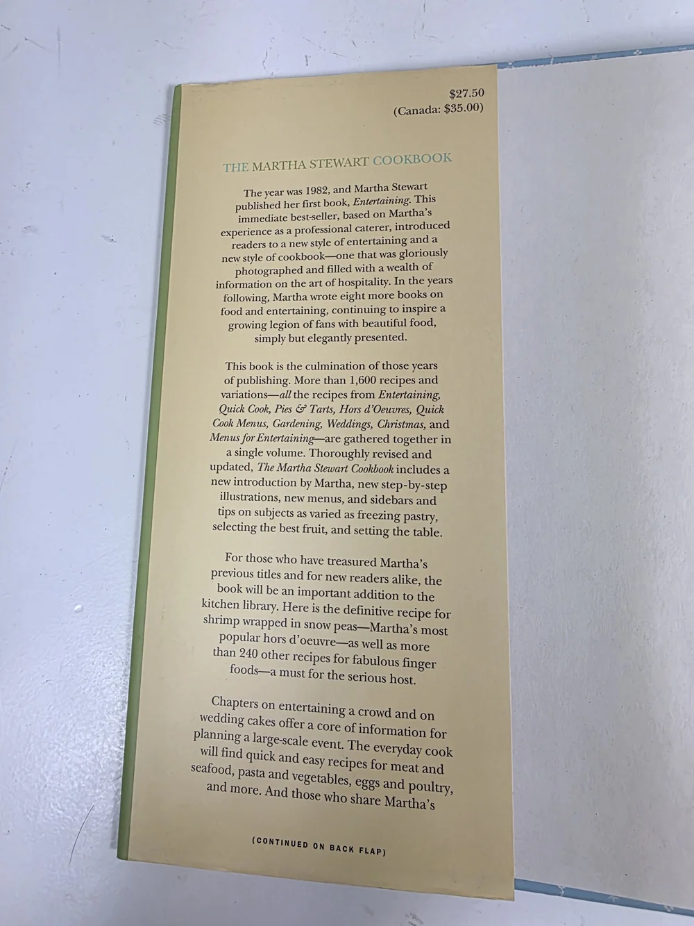 Martha Stewart Cookbook - Green Cover